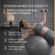 Charger l'image dans la galerie, Exercise Ball – Yoga Ball for Pilates & Fitness - Birthing for Pregnancy, Stability, Core, Balance, Therapy for Physical Rehab, Workout for Home Gym & Office Chair, Fast Pump Included