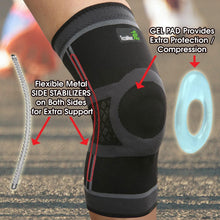 Charger l'image dans la galerie, Knee Brace for Women & Men - Knee Compression Sleeve for Knee Pain, Knee Support. Knee Brace for Meniscus Tear, ACL, and Arthritis with Side Stabilizers & Gel Pads. 5 Sizes Single Pack