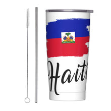 Charger l'image dans la galerie, Tumbler Drapeau Haïti 20oz – Mug Isotherme avec Paille & Couvercle Anti-Fuite