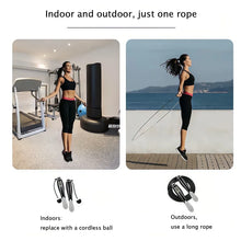Charger l'image dans la galerie, Weighted Cordless Jump Ropes with 2 Balls & Adjustable Length Bod Rope for Kids Men Women,Speed Digital Counting Ropeless Skipping Rope with Calorie Counter for Indoor Fitness Workout Boxing Gym