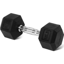 Charger l'image dans la galerie, Rubber Encased Hex Dumbbell, Black, 15 Lb

