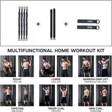Charger l'image dans la galerie, Portable Home Gym Set with Workout Bar, Bench Press Set, Squat Resistance Band, Door Anchor and More-Full Body Workout Equipment to Build Muscle and Shape Body

