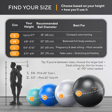 Charger l'image dans la galerie, Exercise Ball – Yoga Ball for Pilates &amp; Fitness - Birthing for Pregnancy, Stability, Core, Balance, Therapy for Physical Rehab, Workout for Home Gym &amp; Office Chair, Fast Pump Included
