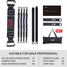 Charger l'image dans la galerie, Portable Home Gym Set with Workout Bar, Bench Press Set, Squat Resistance Band, Door Anchor and More-Full Body Workout Equipment to Build Muscle and Shape Body
