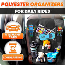 Charger l'image dans la galerie, 2 Pcs Hanging Seat Organizer for Backseat with 9 Large Pockets | Back Seat Car Organizer 2 Pack, 23.4X16", Clear Tablet Slot, Adjustable Straps, Water-Resistant Polyester, Tool-Free Install

