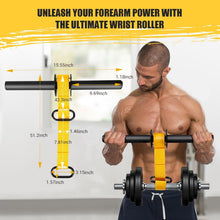 Charger l'image dans la galerie, Forearm Strengthener and Wrist Roller, Ultra-Strong Nylon Webbing | Adjustable 43.3" &amp; 51.2" Length with Dual Buckles, Quick Locking Mechanism, Anti-Slip Grip Handles for Strength Training
